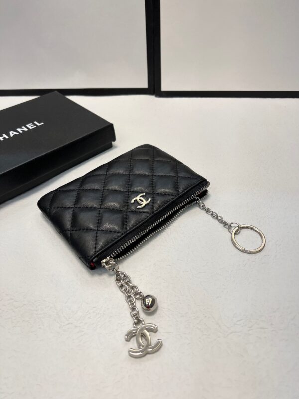 CHANEL CARD HOLDER WITH ZIPPER WALLET BLACK - Image 4