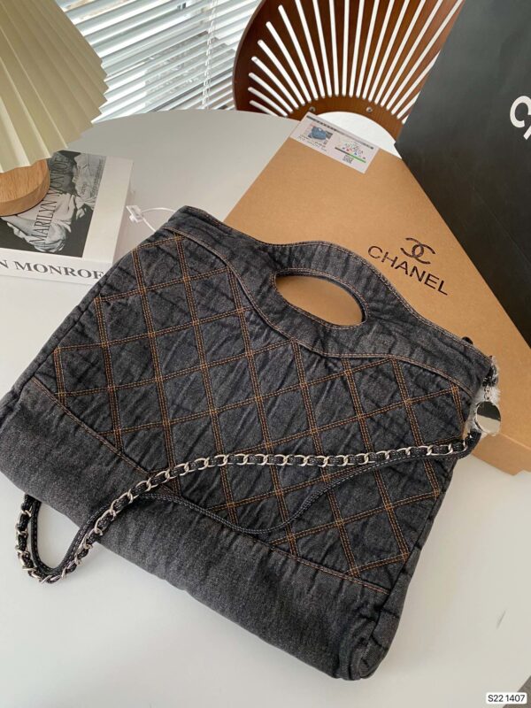 CHANEL DENIM QUILTED 31 SHOPPING BAG 37CM - Image 6