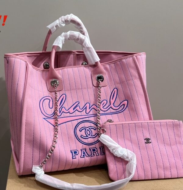 CHANEL MAXI SHOPPING BAG PINK BLUE 38CM A93786 B10404 NN040 - Image 2