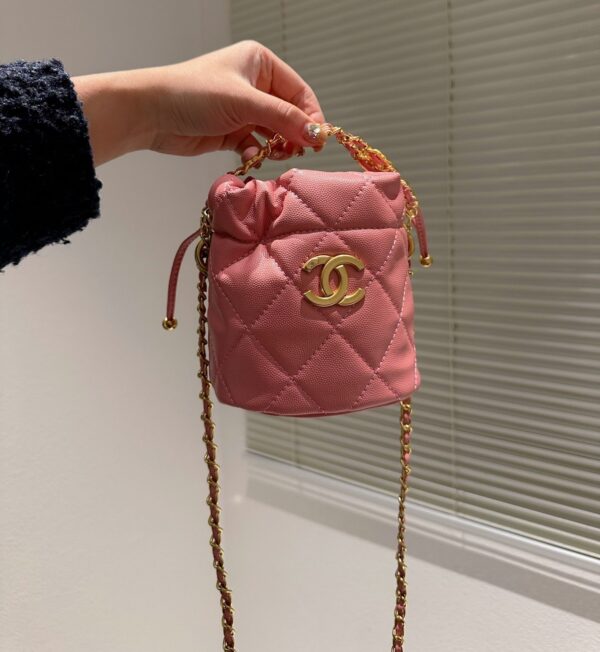 CHANEL MINI BUCKET WITH CHAIN BAG PINK 14CM - Image 2