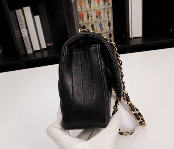 CHANEL BLACK CHEVRON MEDIUM FLAP BAG 25CM - Image 5