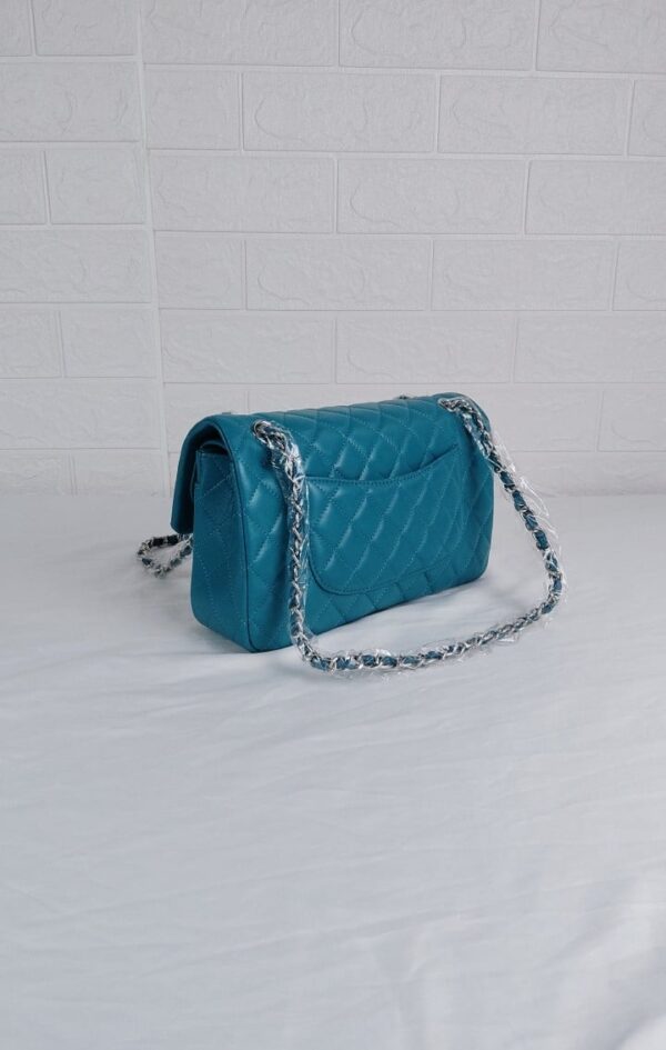 CHANEL CLASSIC MEDIUM FLAP DARK TURQUOISE CAVIAR AND SILVER 25CM - Image 2