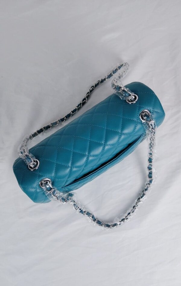 CHANEL CLASSIC MEDIUM FLAP DARK TURQUOISE CAVIAR AND SILVER 25CM - Image 7