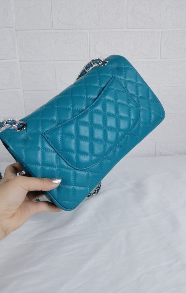 CHANEL CLASSIC MEDIUM FLAP DARK TURQUOISE CAVIAR AND SILVER 25CM - Image 8