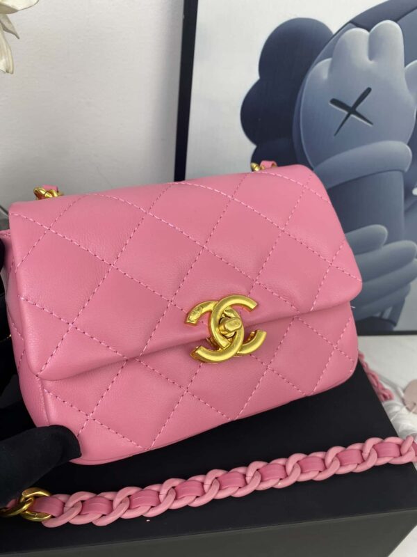 CHANEL MINI FLAP BAG PINK 18CM AS3205 - Image 5