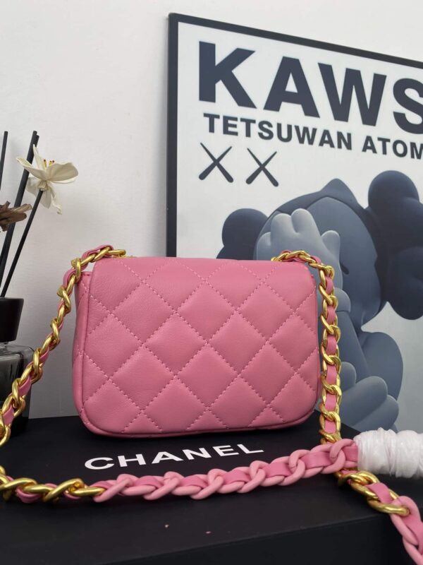 CHANEL MINI FLAP BAG PINK 18CM AS3205 - Image 7