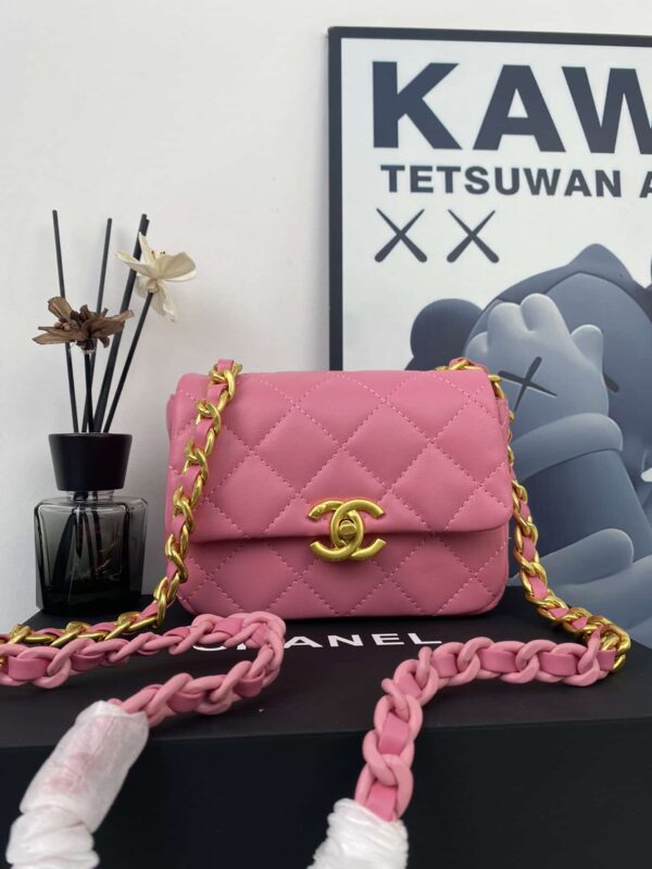 CHANEL MINI FLAP BAG PINK 18CM AS3205 - Image 10