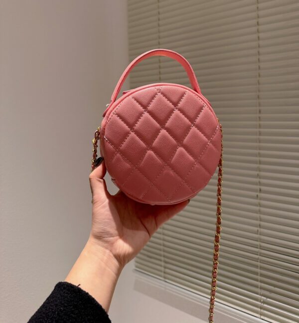 CHANEL ROUND TOP HANDLE BAG PINK 18CM - Image 4