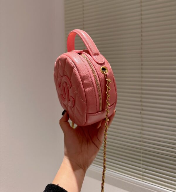 CHANEL ROUND TOP HANDLE BAG PINK 18CM - Image 6