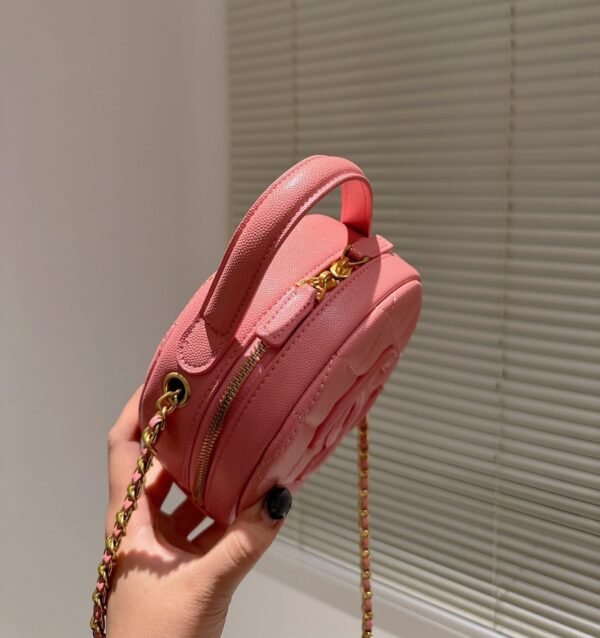 CHANEL ROUND TOP HANDLE BAG PINK 18CM - Image 5