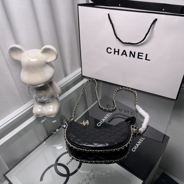 CHANEL SMALL HOBO BAG BLACK 20CM AS3917 B10551 94305 - Image 3