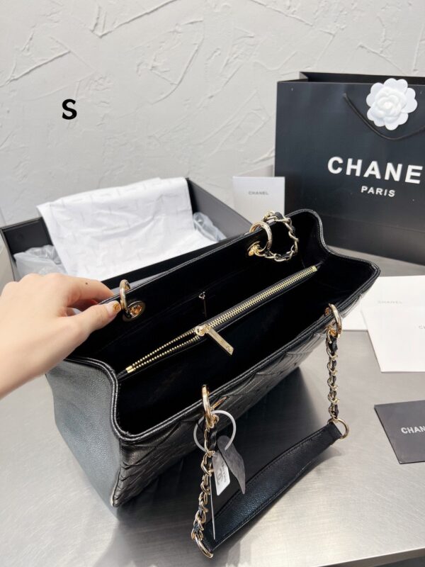 CHANEL GRAND SHOPPING TOTE BAG BLACK CAVIAR 34CM - Image 3