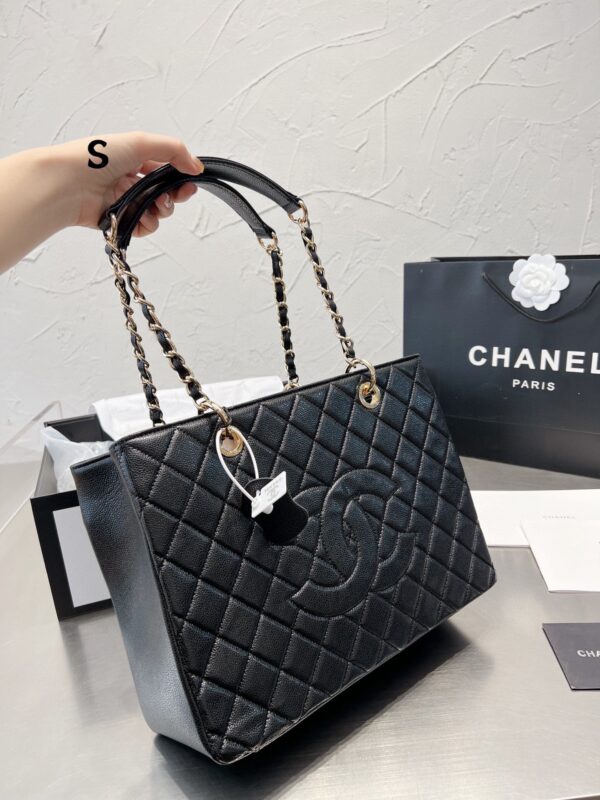 CHANEL GRAND SHOPPING TOTE BAG BLACK CAVIAR 34CM - Image 6
