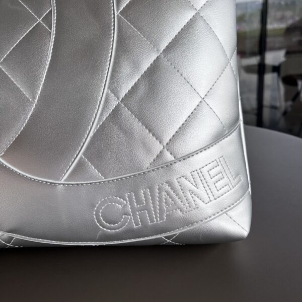 CHANEL CC CAVIAR SHOPPING BAG SILVER 37CM - Image 3