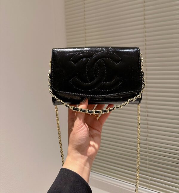 CHANEL TIMELESS WALLET ON CHAIN BAG BLACK 17CM - Image 3