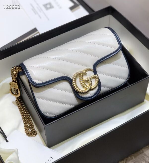 GUCCI MARMONT SUPER MINI BAG IN WHITE AND DARK BLUE 16CM - Image 10