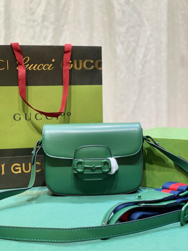 GUCCI HORSEBIT 1955 SMALL SHOULDER BAG GREEN LEATHER 20.5CM 726226 AABE1 3152 - Image 10