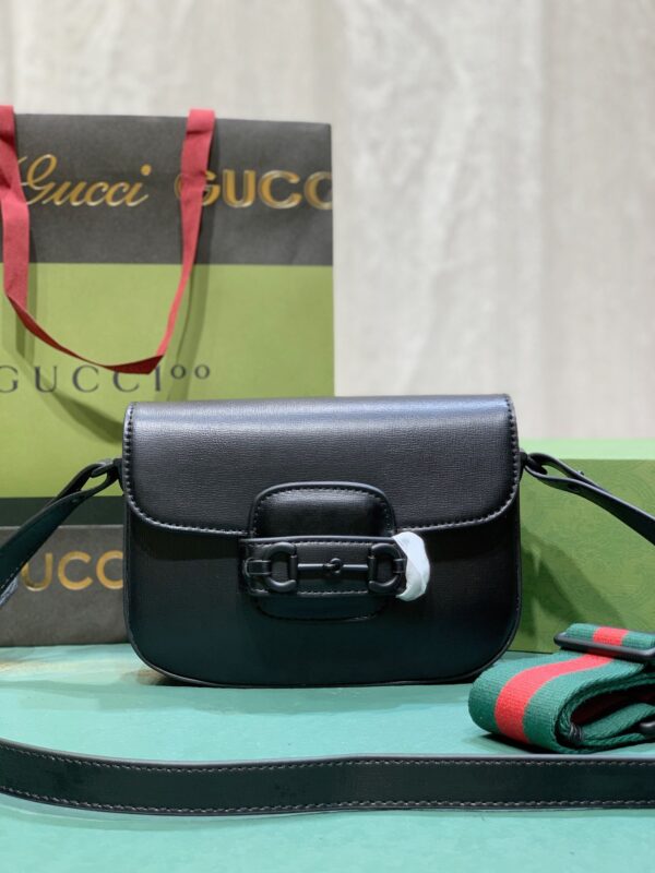 GUCCI HORSEBIT 1955 SMALL SHOULDER BAG BLACK LEATHER 20.5CM 726226 AABE1 1060 - Image 10