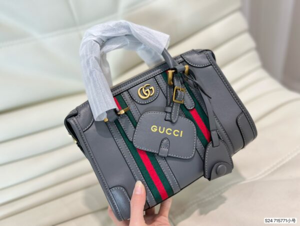 GUCCI DOUBLE G TOP HANDLE BAG 22CM GREY 715772 AAA0O 1143 - Image 10
