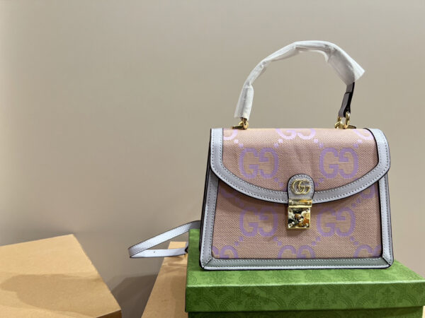 GUCCI OPHIDIA JUMBO GG TOP HANDLE BAG PINK WITH WHITE LINE 25CM 651055 UKMBG 8480 - Image 2