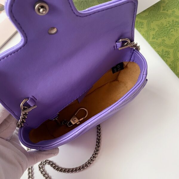 GUCCI WOMENS NATURAL GG MARMONT LEATHER BAG PURPLE 16.5CM - Image 2