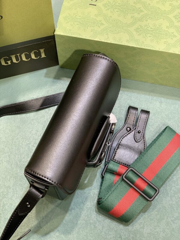 GUCCI HORSEBIT 1955 SMALL SHOULDER BAG BLACK LEATHER 20.5CM 726226 AABE1 1060 - Image 2