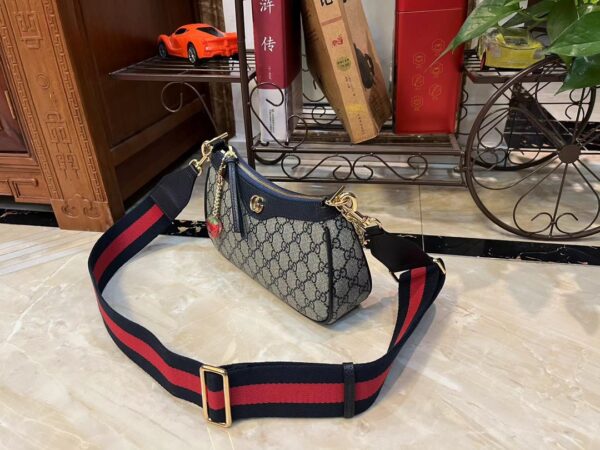 GUCCI OPHIDIA SMALL 24CM BEIGE AND BLUE GG SUPREME CANVAS 735132 FABLE 8881 - Image 2
