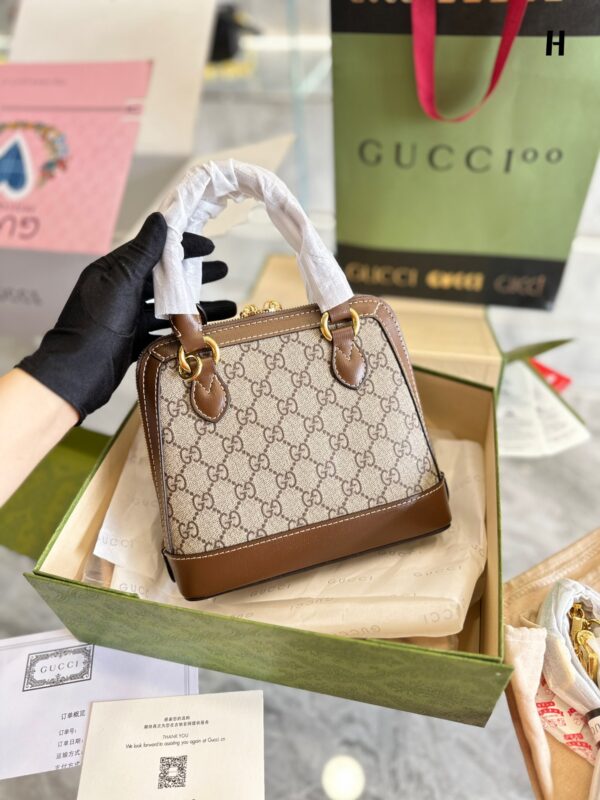 GUCCI HORSEBIT 1955 TOP HANDLE BAG BEIGE AND EBONY 25CM 640716 92TCG 8563 - Image 2