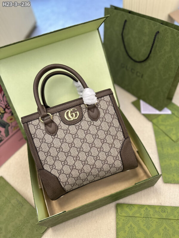 GUCCI GG MATELASSÉ MINI TOP HANDLE BAG 25CM BROWN MONOGRAM CANVAS - Image 2
