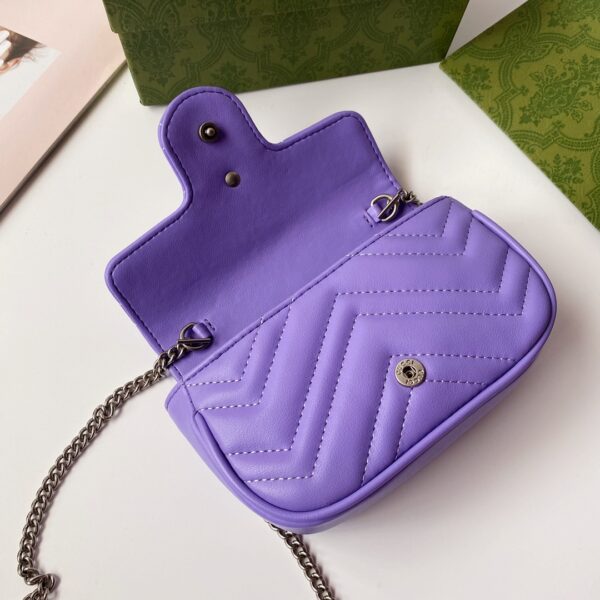 GUCCI WOMENS NATURAL GG MARMONT LEATHER BAG PURPLE 16.5CM - Image 3