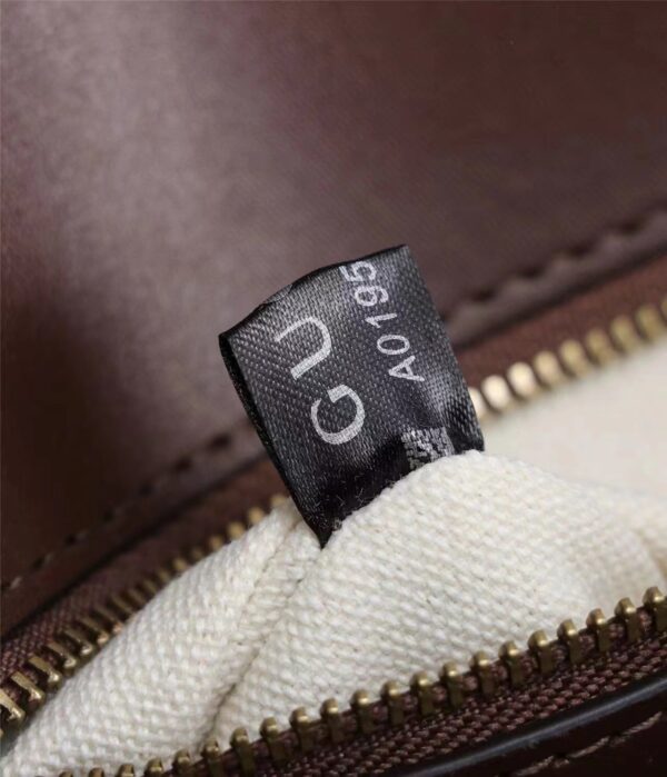 GUCCI LADY WEB ORIGINAL GG SHOULDER BAG BEIGE AND BROWN HAND STAINED LEATHER 25CM - Image 4