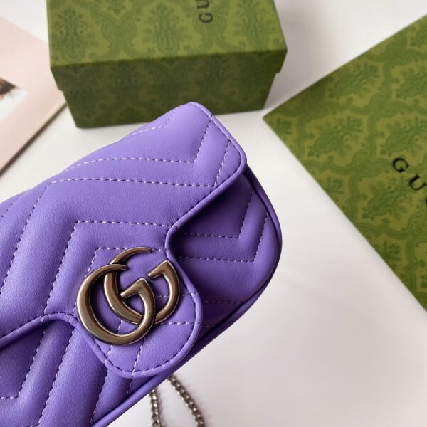 GUCCI WOMENS NATURAL GG MARMONT LEATHER BAG PURPLE 16.5CM - Image 4