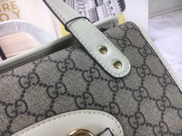 GUCCI HORSEBIT 1955 MINI TOP HANDLE BAG 27.5CM BEIGE AND WHITE 645453 92TCG 8563 - Image 4