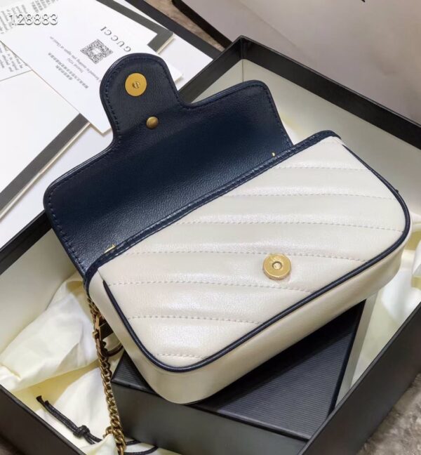 GUCCI MARMONT SUPER MINI BAG IN WHITE AND DARK BLUE 16CM - Image 4