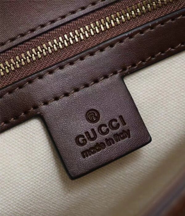 GUCCI LADY WEB ORIGINAL GG SHOULDER BAG BEIGE AND BROWN HAND STAINED LEATHER 25CM - Image 5