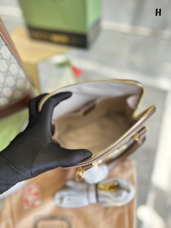 GUCCI HORSEBIT 1955 TOP HANDLE BAG BEIGE AND EBONY 25CM 640716 92TCG 8563 - Image 4