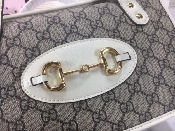 GUCCI HORSEBIT 1955 MINI TOP HANDLE BAG 27.5CM BEIGE AND WHITE 645453 92TCG 8563 - Image 5