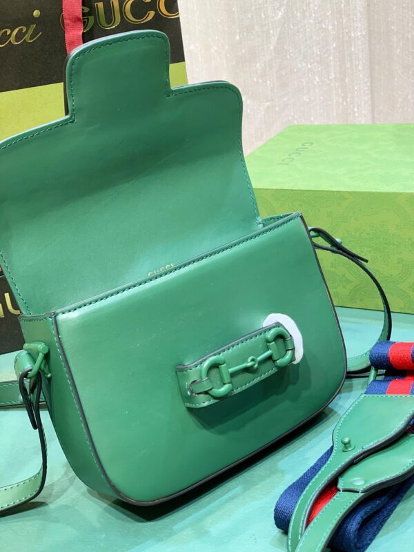 GUCCI HORSEBIT 1955 SMALL SHOULDER BAG GREEN LEATHER 20.5CM 726226 AABE1 3152 - Image 6