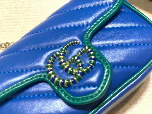 GUCCI MARMONT SUPER MINI BAG IN  BLUE AND GREEN 16CM 574969 1X5EG 8382 - Image 5