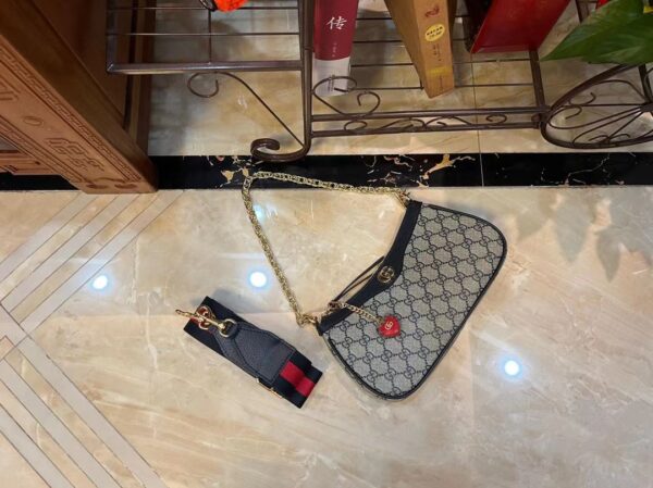 GUCCI OPHIDIA SMALL 24CM BEIGE AND BLUE GG SUPREME CANVAS 735132 FABLE 8881 - Image 5