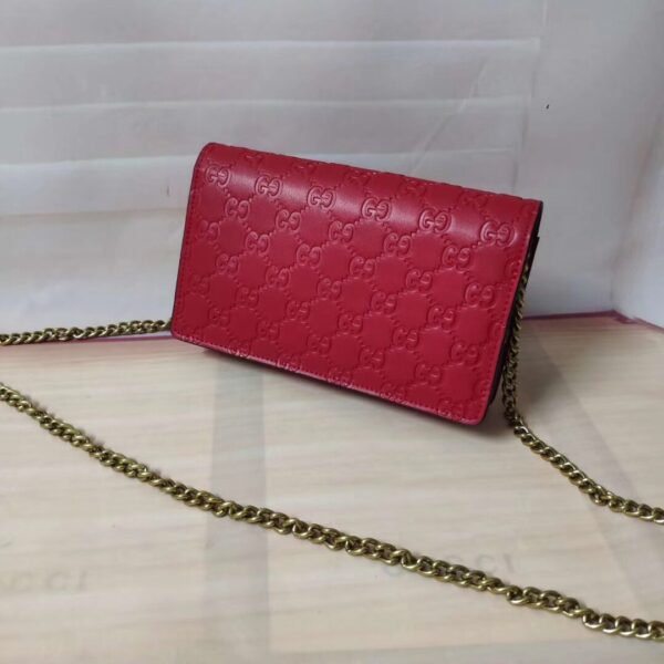 GUCCI GUCCISSIMA LEATHER MINI CHERRY CHAIN SHOULDER BAG RED 20CM - Image 5