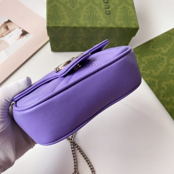 GUCCI WOMENS NATURAL GG MARMONT LEATHER BAG PURPLE 16.5CM - Image 6