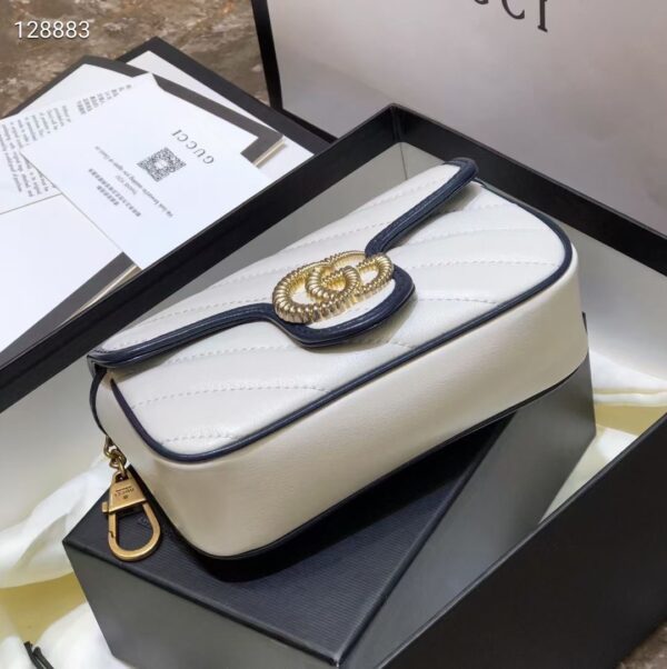 GUCCI MARMONT SUPER MINI BAG IN WHITE AND DARK BLUE 16CM - Image 6