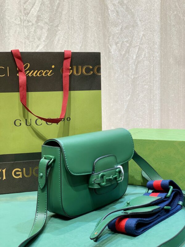 GUCCI HORSEBIT 1955 SMALL SHOULDER BAG GREEN LEATHER 20.5CM 726226 AABE1 3152 - Image 7