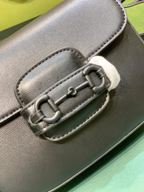 GUCCI HORSEBIT 1955 SMALL SHOULDER BAG BLACK LEATHER 20.5CM 726226 AABE1 1060 - Image 6