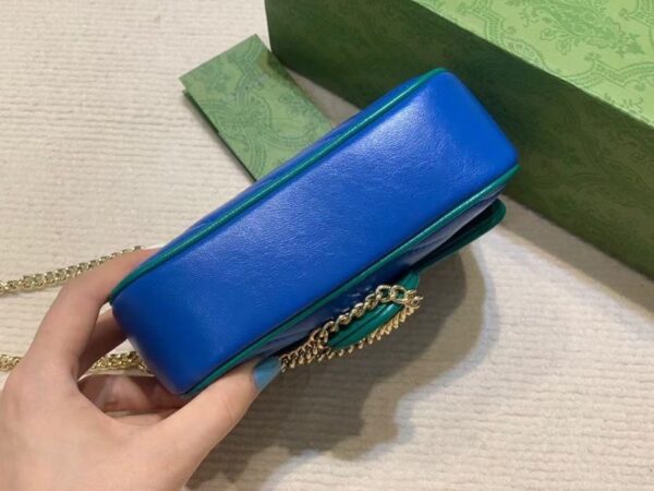 GUCCI MARMONT SUPER MINI BAG IN  BLUE AND GREEN 16CM 574969 1X5EG 8382 - Image 6