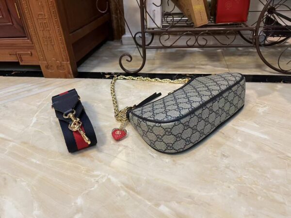 GUCCI OPHIDIA SMALL 24CM BEIGE AND BLUE GG SUPREME CANVAS 735132 FABLE 8881 - Image 6