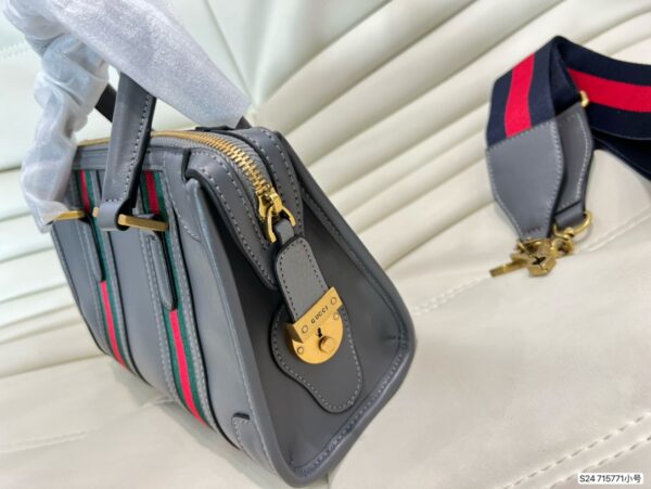 GUCCI DOUBLE G TOP HANDLE BAG 22CM GREY 715772 AAA0O 1143 - Image 6