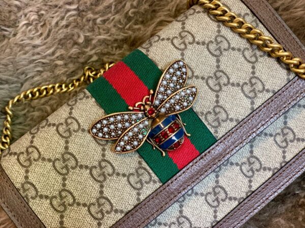 GUCCI LADIES MULTICOLOR QUEEN MARGARET LEATHER MINI SHOULDER BAG BROWN 20CM 476079 9I6QT 8540 - Image 6