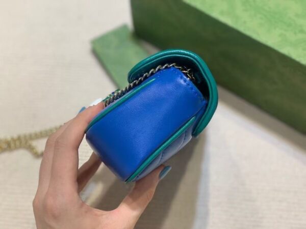 GUCCI MARMONT SUPER MINI BAG IN  BLUE AND GREEN 16CM 574969 1X5EG 8382 - Image 7